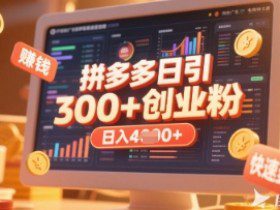 拼多多创业引流项目，每天吸引200+付费创业粉，实现日入多张+稳定收益