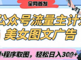 2025最新公众号美女图文流量主计划，搭配小程序取图轻松日入3张+(全网首发)