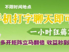 手机打字聊天即可挣钱，一小时狂薅3张，多开矩阵立马翻倍，收益秒到账【揭秘】