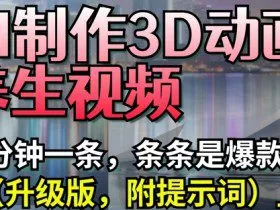 AI制作3D动画养生视频，三分钟一条，条条是爆款(升级版，附提示词)