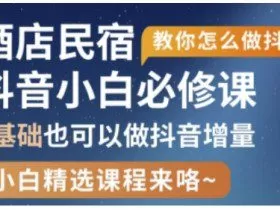 抖音本地生活酒店民宿运营，0基础也可以做抖音增量