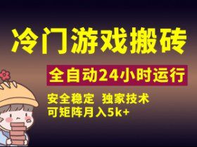 冷门游戏全自动搬砖，独家技术，稳定无风险，可矩阵月入5k，小白可做【揭秘】