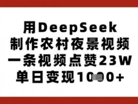 用DeepSeek制作农村夜景视频，一条视频点赞23W，单日变现多张