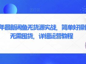 2025年最新闲鱼无货源实战，简单好操作，无需囤货，详细运营教程