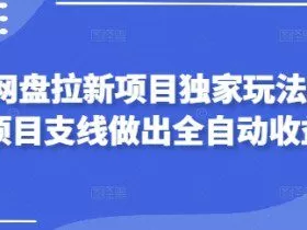 2025网盘拉新项目独家玩法，靠主项目支线做出全自动收益