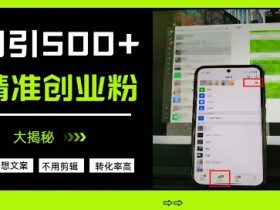 不需要我们去想文案，也不需要我们去剪辑视频，日引500+精准创业粉，方法大揭秘
