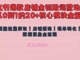 别再乱投流了！小红书店铺精细化运营让爆款笔记自己涨粉的底层逻辑​，日入1k