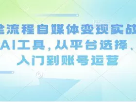 Ai全流程自媒体变现实战课，结合AI工具，从平台选择、剪辑入门到账号运营