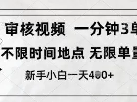 审核视频，10秒一单，不限时间，不限单量，新人小白一天4张+【揭秘】