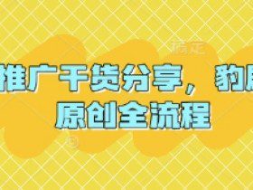 短剧推广干货分享，豹剧 1:1原创全流程