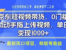 京东短视频代运营，不需要拍剪视频，不需要直播，全程喂饭，小白轻松上手，稳定月入8k【揭秘】