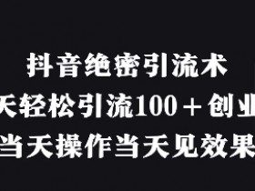 抖音绝密引流术，一天轻松引流100+创业粉，当天操作当天见效果