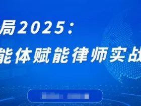 破局2025：智能体赋能律师实战课，打破编程壁垒，完成复杂任务，沉淀专属知识，赋能律师实务