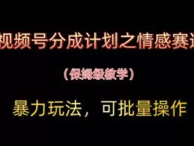 视频号分成计划之情感赛道暴力玩法，可批量操作，保姆级教学