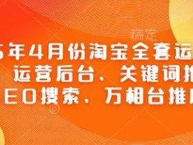 2025年4月份淘宝全套运营现场课程，运营后台、关键词推广、SEO搜索、万相台推广