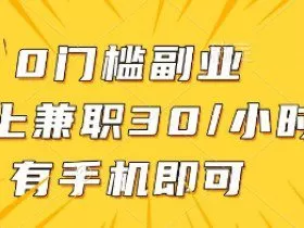 0门槛副业，线上兼职30一小时，有一部手机即可操作【揭秘】