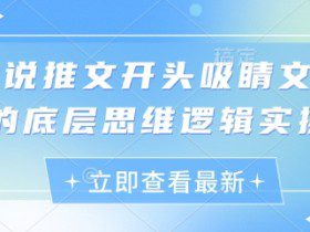 小说推文开头吸睛文案的底层思维逻辑实操