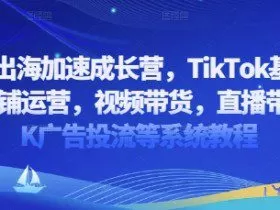 2025出海加速成长营，TikTok基建选品，店铺运营，视频带货，直播带货，TK广告投流等系统教程