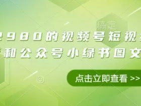 价值2980的视频号短视频橱窗带货和公众号小绿书图文带货