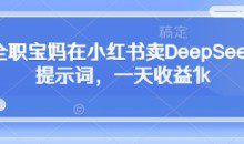 全职小白在小红书卖DeepSeek提示词，一天收益1k
