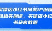 实体店小红书同城IP深度陪跑实操课，实体店小红书获客教程
