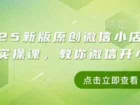 2025新版原创微信小店带货者实操课，教你微信开小店