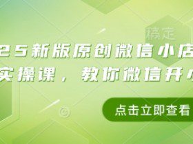 2025新版原创微信小店带货者实操课，教你微信开小店