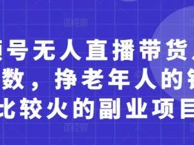 视频号无人直播带货月入5位数，挣老年人的钱，比较火的副业项目