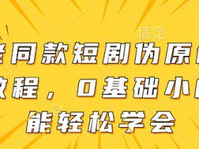 大佬同款短剧伪原创搬运方法，0基础小白也能轻松学会