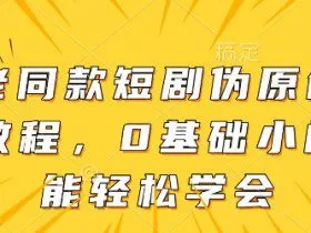 大佬同款短剧伪原创搬运方法，0基础小白也能轻松学会