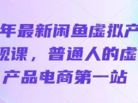 25年最新闲鱼虚拟产品变现课，普通人的虚拟产品电商第一站
