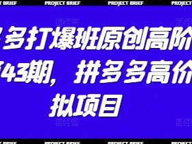拼多多打爆班原创高阶技术第43期，拼多多高价虚拟项目