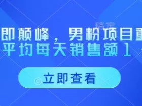 重回即颠峰，男粉项目重磅回归，平均每天销售额1-4W