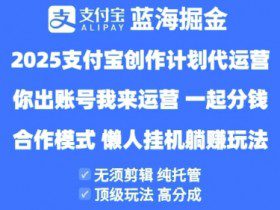 2025支付宝创作者分成计划代运营，纯托管，高分成，合作模式【揭秘】