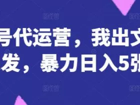 公众号代运营，我出文章你来发，暴力日入5张+【揭秘】