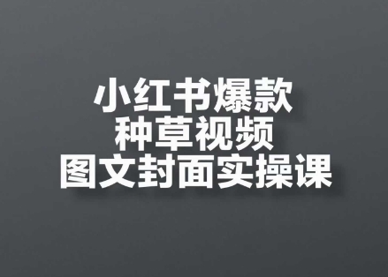 小红书爆款种草视频图文封面实操课,开店、选品、引流、变现全流程