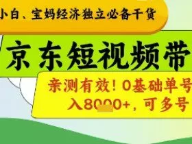 小白宝妈经济独立必备干货，京东短视频带货，亲测有效!0基础单号月入8k+，可多号【揭秘】