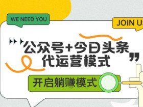 公众号+今日头条双代运营，有账号就行，单日稳定变现5张+【揭秘】