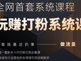 2025行业首套全网全域打粉系统神课，做流量做离钱最近的事，一套新手入行打粉引流必备课