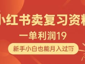 小红书卖复习资料，1单利润19，新手小白也能月入过W