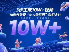 3步生成10W+视频，AI制作微观“小人物世界”科幻大片，条条万赞，1条作品涨粉2.3W
