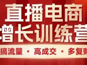 直播电商增长训练营，搞流量·高成交·多复购，快速上手有思路