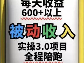 被动收入实操3.0项目，每天收益6张+以上，能长期操作