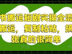 小红书搬运短剧实操全流程，简单搬运，复制粘贴，搞个几张真的很简单