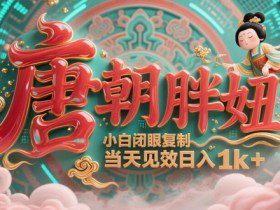 用AI克隆“唐朝胖妞”日更3条，平台疯狂推流，小白闭眼复制，当天见效，日入1k+