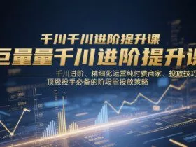 巨量千川进阶提升课，千川进阶、精细化运营纯付费商家、投放技巧、顶级投手必备的阶段性投放策略