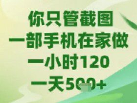 你只管截图，一部手机在家做，苹果安卓都可以，一天5张+【揭秘】