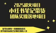 2025超火项目，小红书笔记带货团队实操落地项目，轻松日入5张