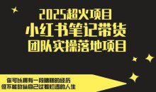 2025超火项目，小红书笔记带货团队实操落地项目，轻松日入5张