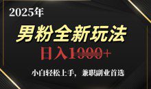 2025年男粉全新玩法，小白轻松上手副业首选，轻松日入1k+